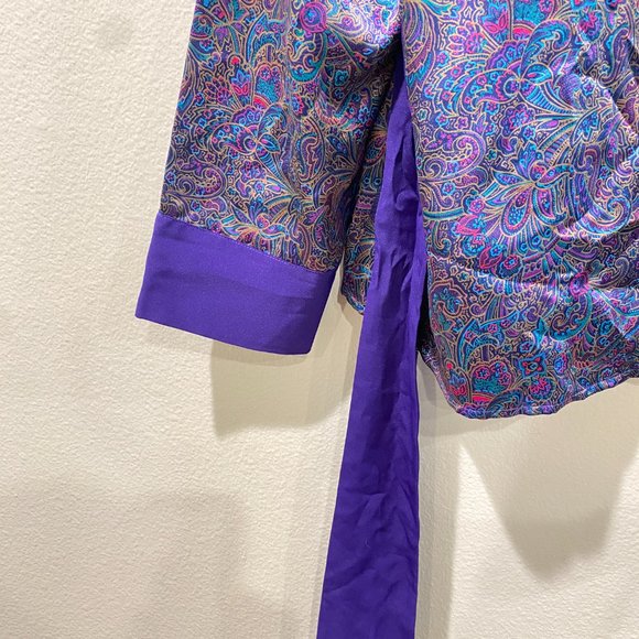 Vintage Victoria's Secret Royal Purple Satin Paisley Robe - Picture 13 of 15
